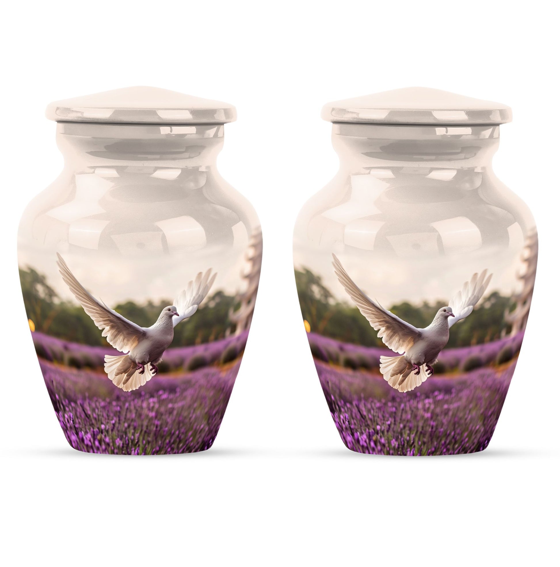 White Dove On Purple Theme 3 Inch Keepsake Pack of 2