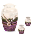 White Dove On Purple Theme Large Urn With 2 Keepsake Urn