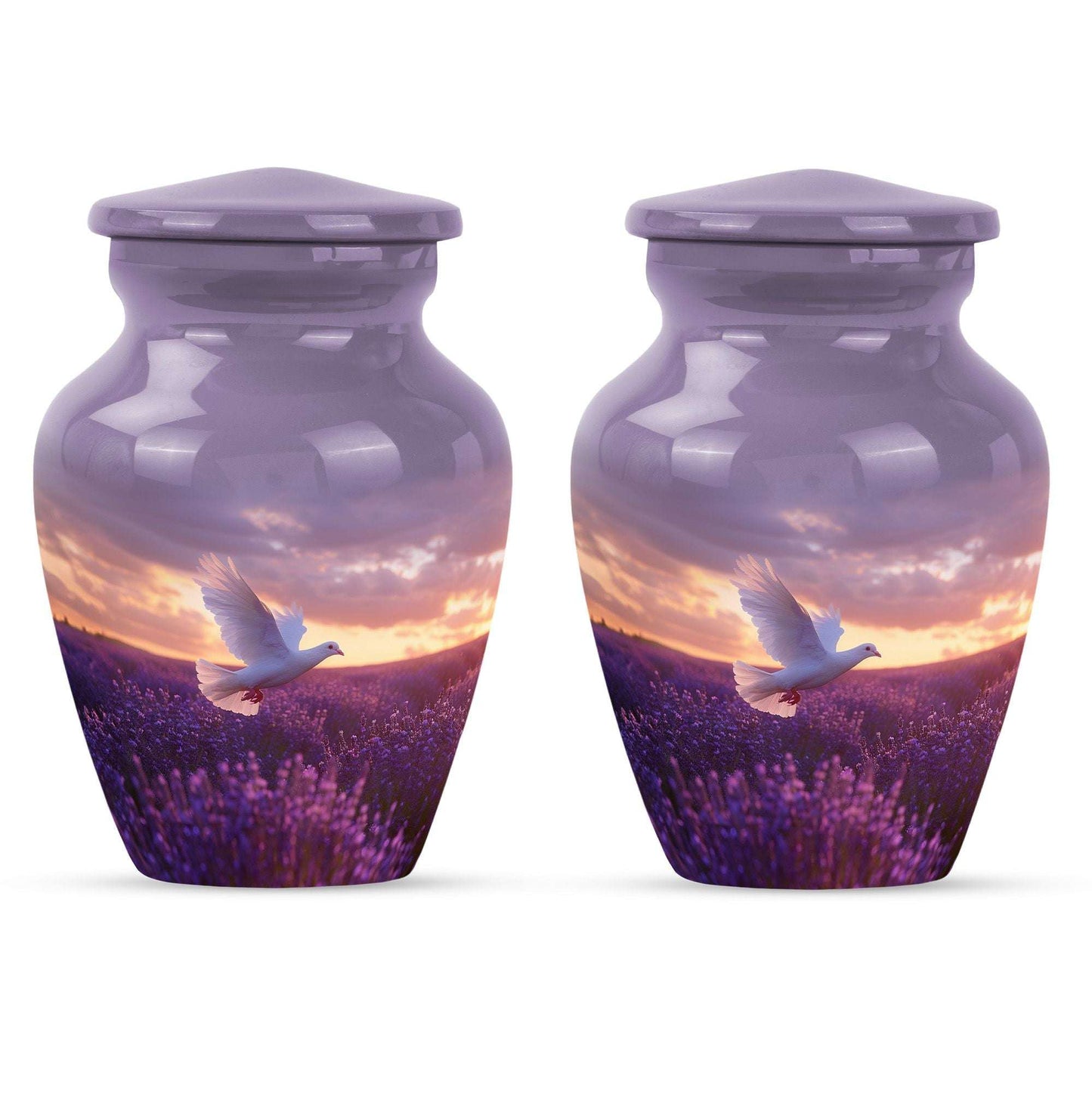 White Dove On Purple Theme 3 Inch Keepsake Pack of 2