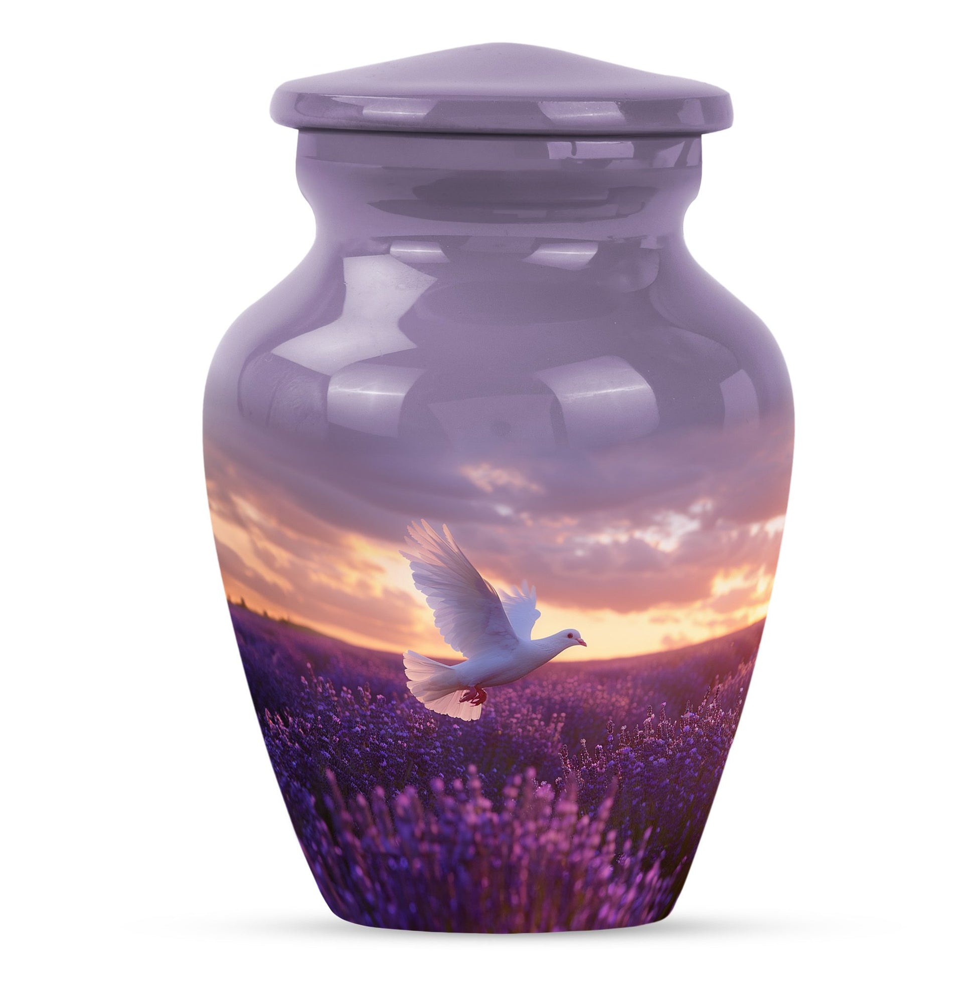 White Dove On Purple Theme 3 Inch Keepsake