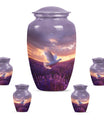White Dove On Purple Theme Large Urn With 4 Keepsake Urn
