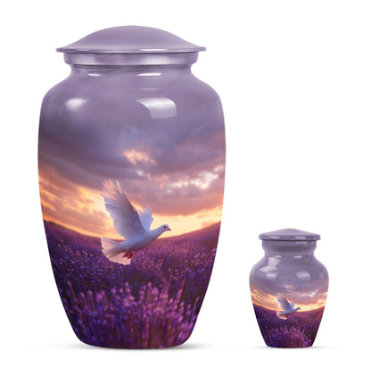 10-inch white dove on purple butterfly