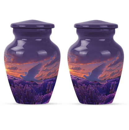 White Dove On Purple Theme 3 Inch Keepsake Pack of 2