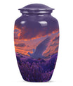 White Dove On Purple Theme Large Urn 10 Inch