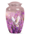 White Dove On Purple Theme Large Urn 10 Inch