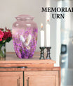 Classic 10-inch purple urn with a white dove design,