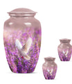 White Dove On Purple Theme Large Urn With 2 Keepsake Urn