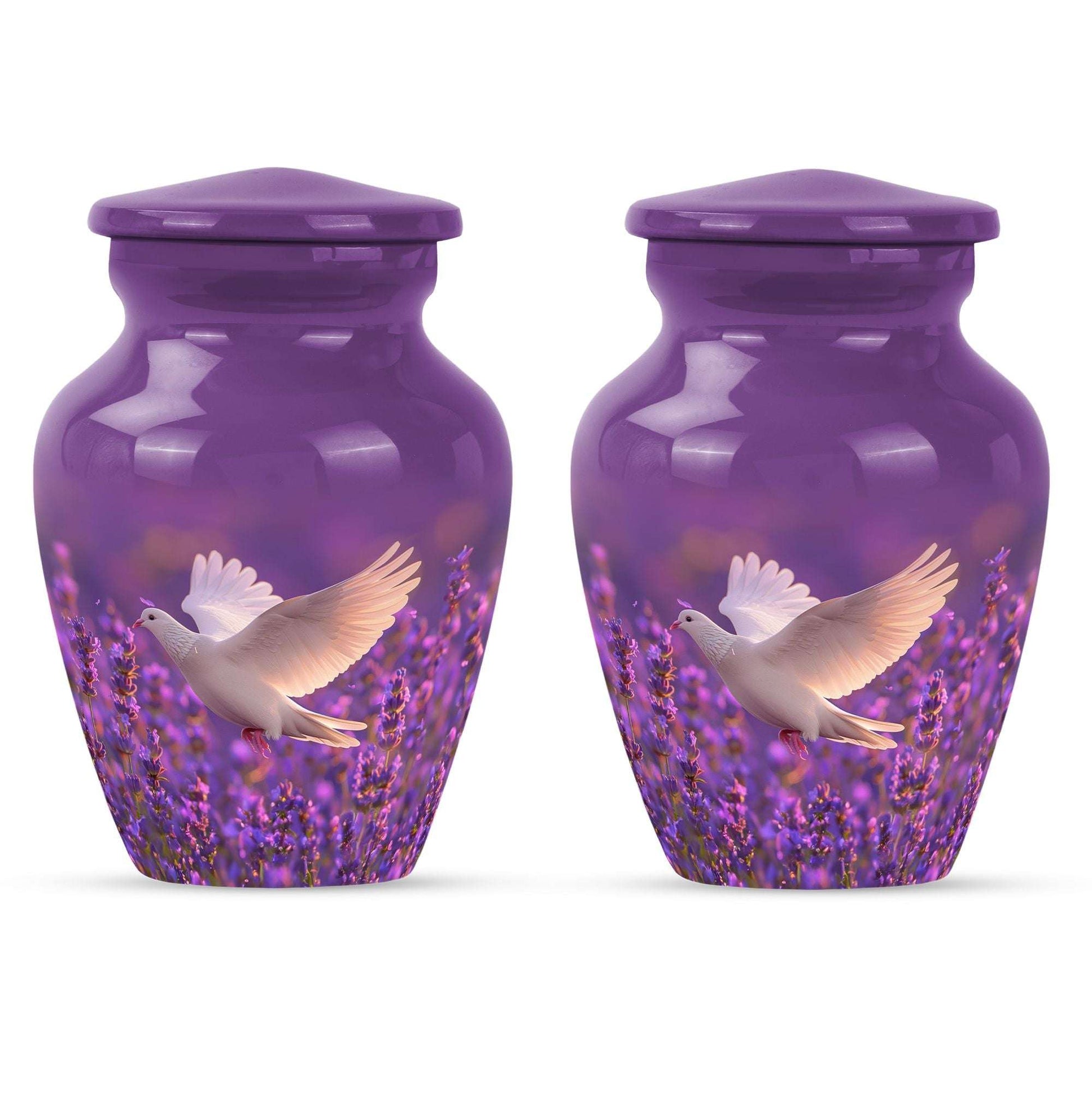 White Dove On Purple Theme 3 Inch Keepsake Pack of 2