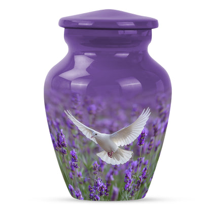 White Dove On Purple Theme 3 Inch Keepsake