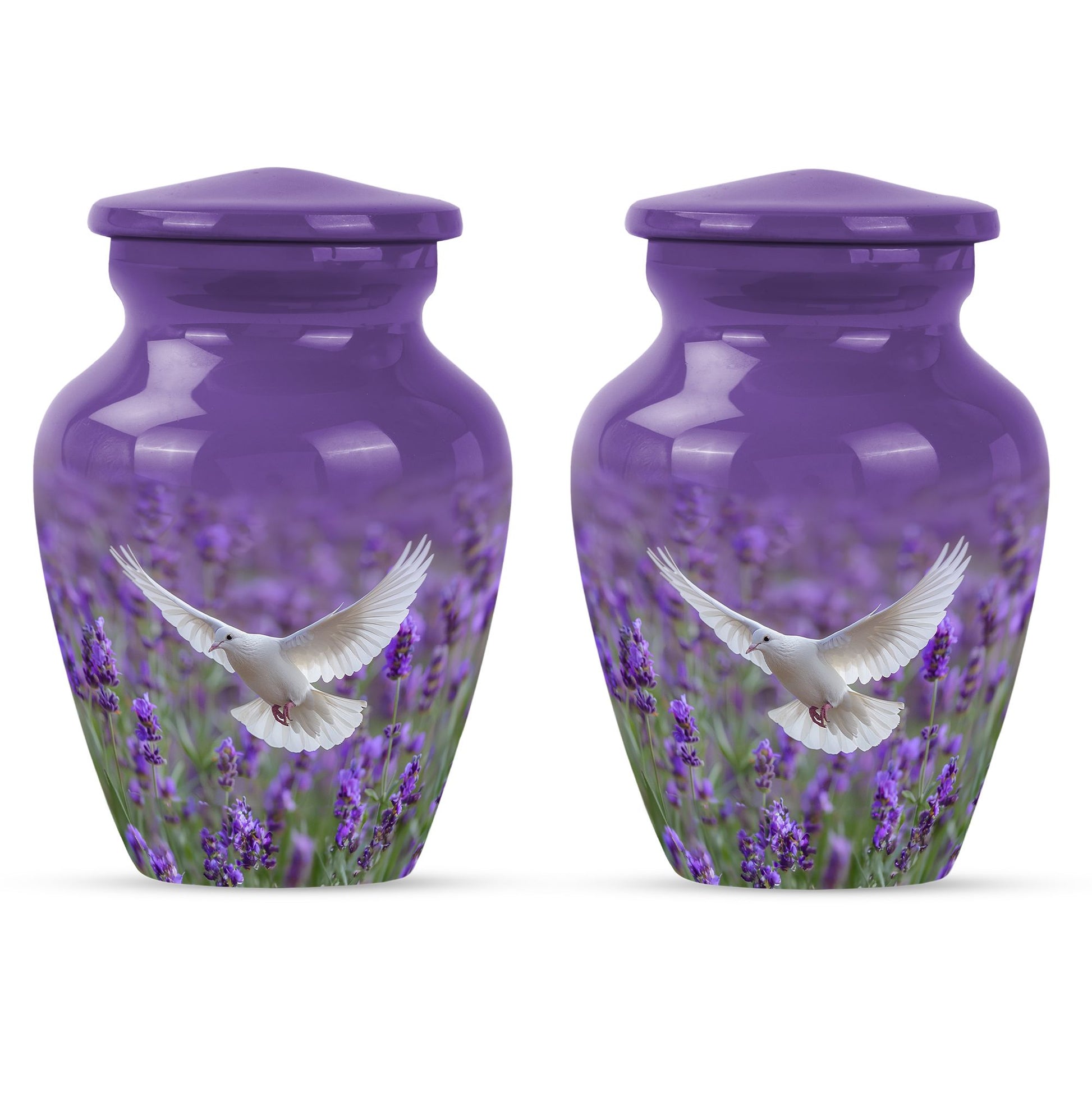 White Dove On Purple Theme 3 Inch Keepsake Pack of 2
