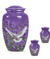 White Dove On Purple Theme Large Urn With 2 Keepsake Urn
