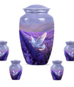 white dove on purple metal urn 