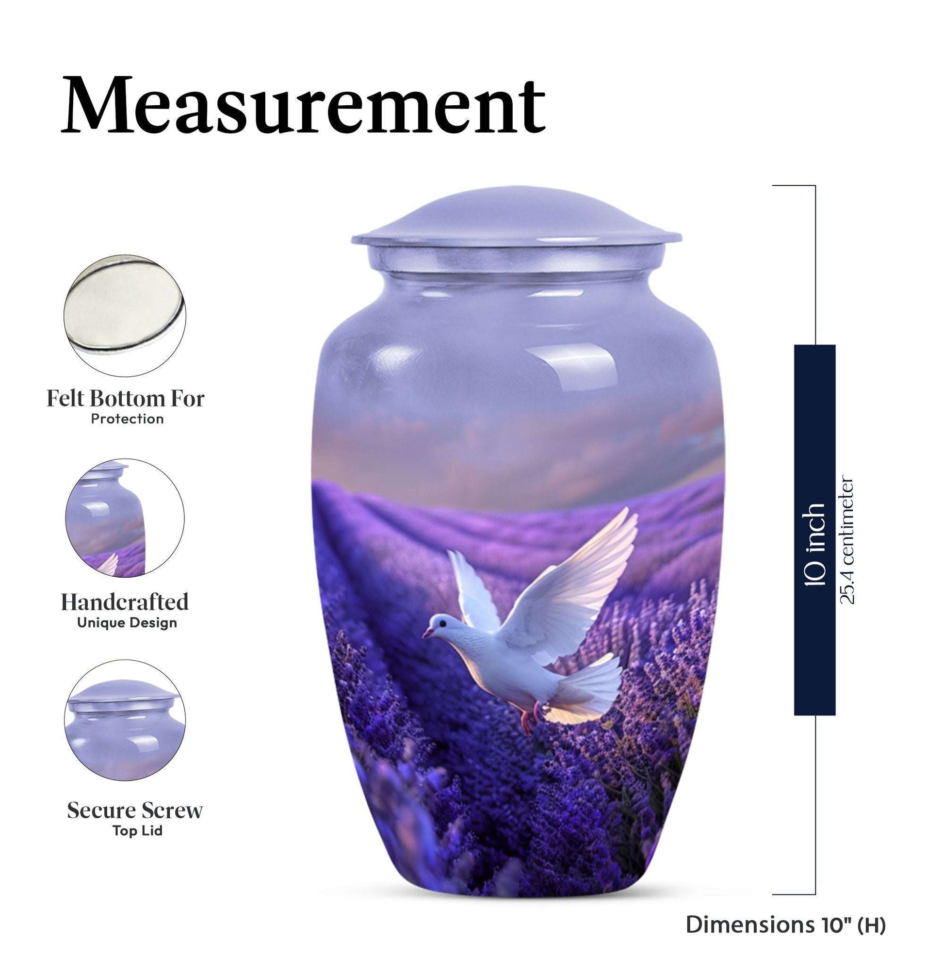 white dove on purple metal urn 