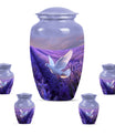 White Dove On Purple Theme Large Urn With 4 Keepsake Urn