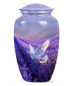 White Dove On Purple Theme Large Urn 10 Inch