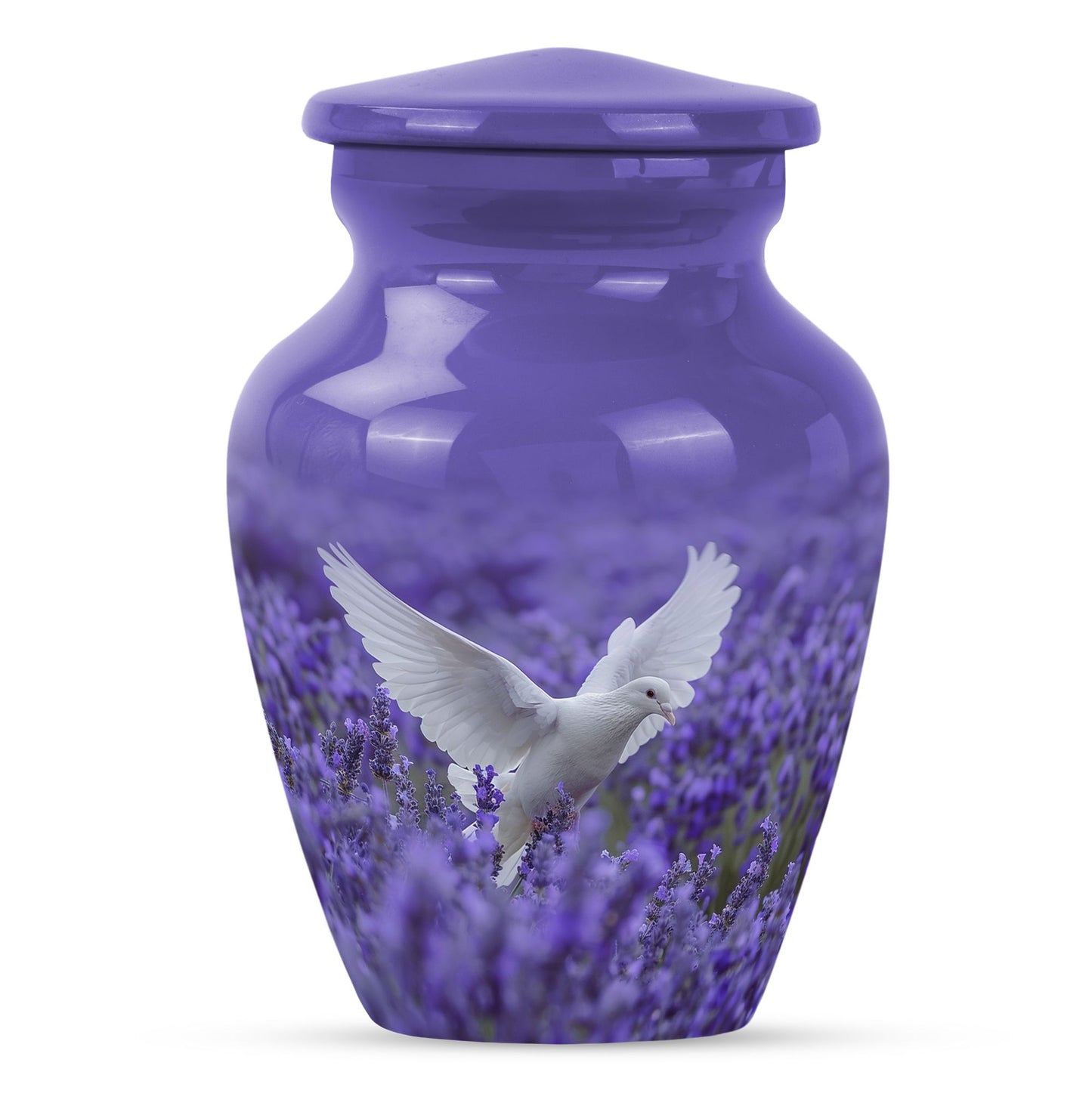 White Dove On Purple Theme 3 Inch Keepsake