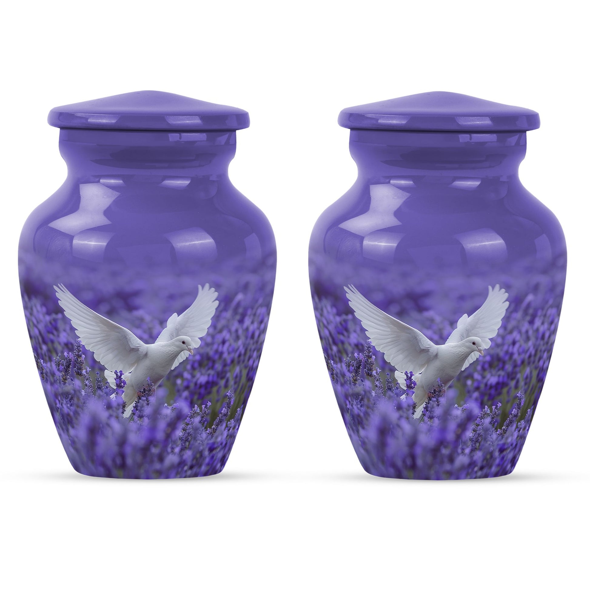 White Dove On Purple Theme 3 Inch Keepsake Pack of 2