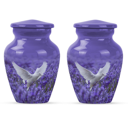 White Dove On Purple Theme 3 Inch Keepsake Pack of 2