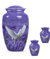White Dove On Purple Theme Large Urn With 2 Keepsake Urn