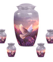 White Dove On Purple Theme Large Urn With 4 Keepsake Urn