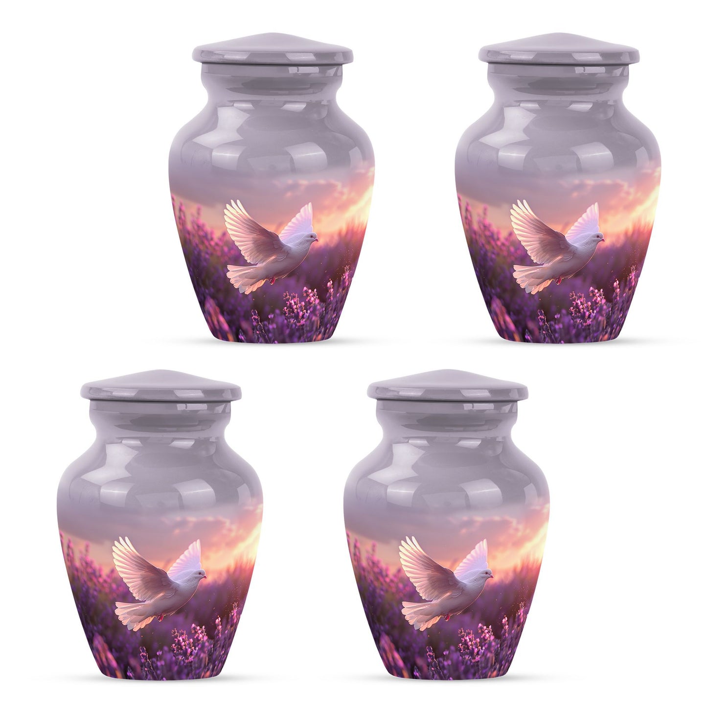 10-inch classic butterfly-themed purple urn featuring a white dove.