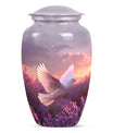 White Dove On Purple Theme Large Urn 10 Inch