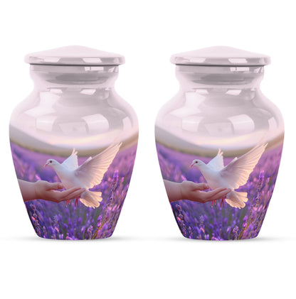 White Dove On Purple Theme 3 Inch Keepsake Pack of 2