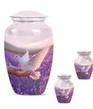 White Dove On Purple Theme Large Urn With 2 Keepsake Urn