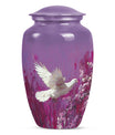 White Dove On Purple Theme Large Urn 10 Inch