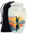 aluminium Penguin Urn with butterfly design for adult ashes