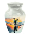 aluminium Penguin Urn with butterfly design for adult ashes