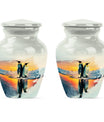 aluminium Penguin Urn with butterfly design for adult ashes