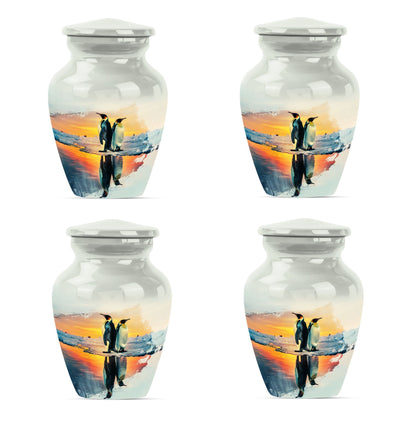 aluminium Penguin Urn with butterfly design for adult ashes