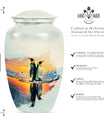aluminium Penguin Urn with butterfly design for adult ashes