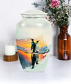 aluminium Penguin Urn with butterfly design for adult ashes