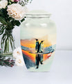 aluminium Penguin Urn with butterfly design for adult ashes