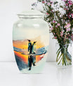 aluminium Penguin Urn with butterfly design for adult ashes
