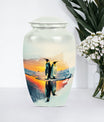 aluminium Penguin Urn with butterfly design for adult ashes