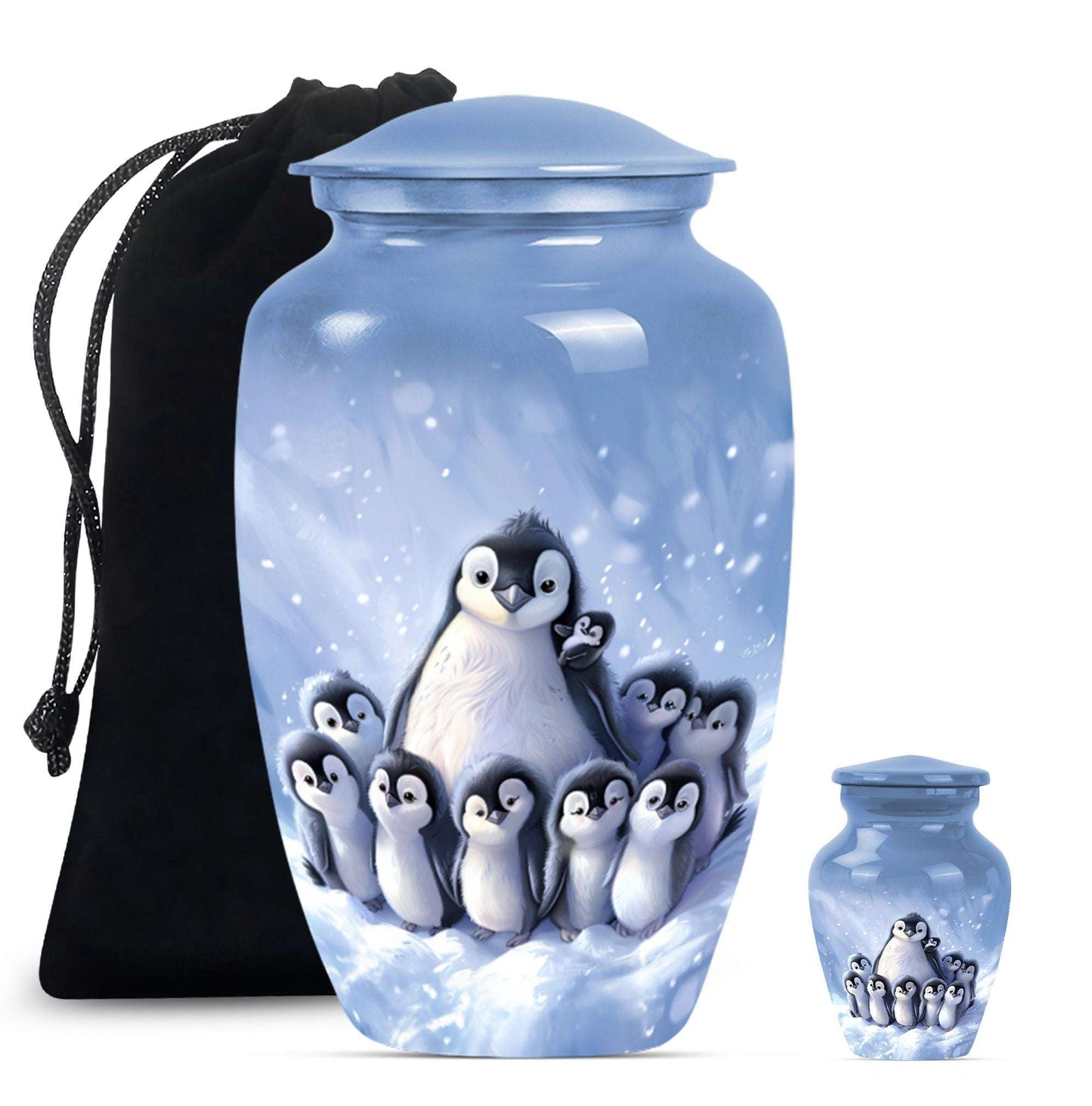 Penguin Theme Large Urn With 1 Keepsake Urn