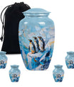 Penguin Theme Large Urn With 4 Keepsake Urn