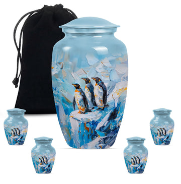 10 inch large Urn with 4 Keepsake 3 Inch Urns