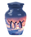 10-inch Penguin Urn with butterfly theme.