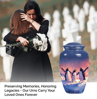 10-inch Penguin Urn with butterfly theme.