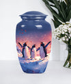 10-inch Penguin Urn with butterfly theme.