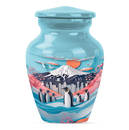 classic Penguin Urn, Butterfly-theme large cremation urn