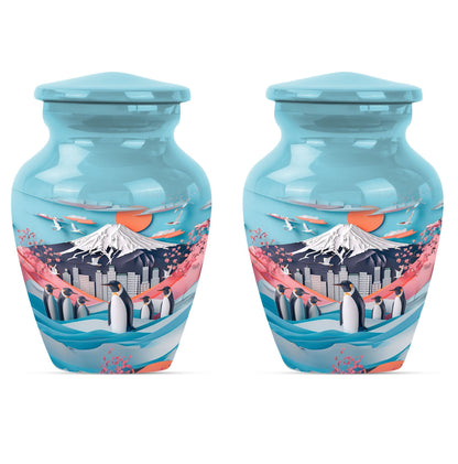 classic Penguin Urn, Butterfly-theme large cremation urn