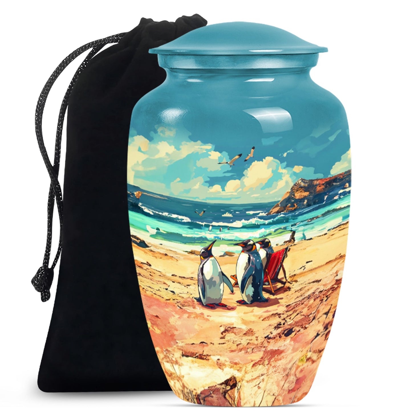10 inch Butterfly-themed Penguin Dad Cremation Urn,