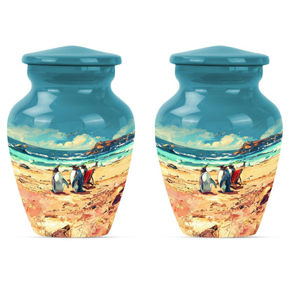 10 inch Butterfly-themed Penguin Dad Cremation Urn,