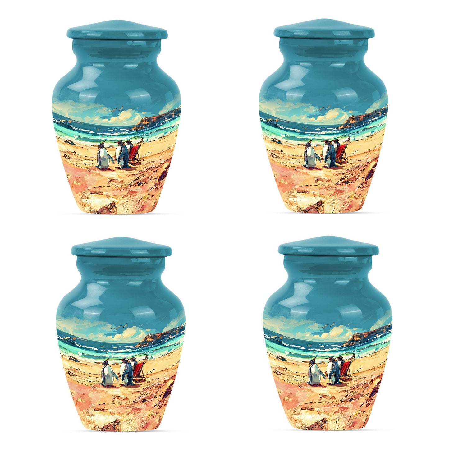 10 inch Butterfly-themed Penguin Dad Cremation Urn,