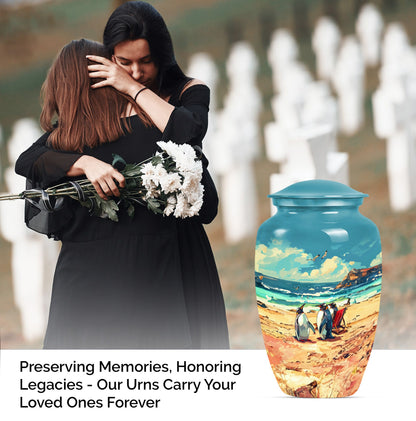 10 inch Butterfly-themed Penguin Dad Cremation Urn,